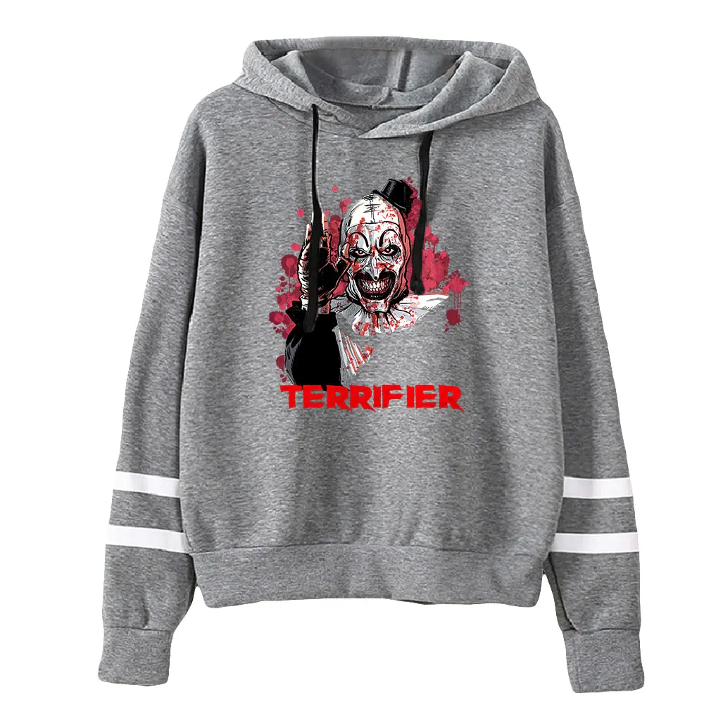 Terrifier 2 Sweatshirt lengan bar paralel Unisex Joker badut baju film horor Hoodie Wanita Pria