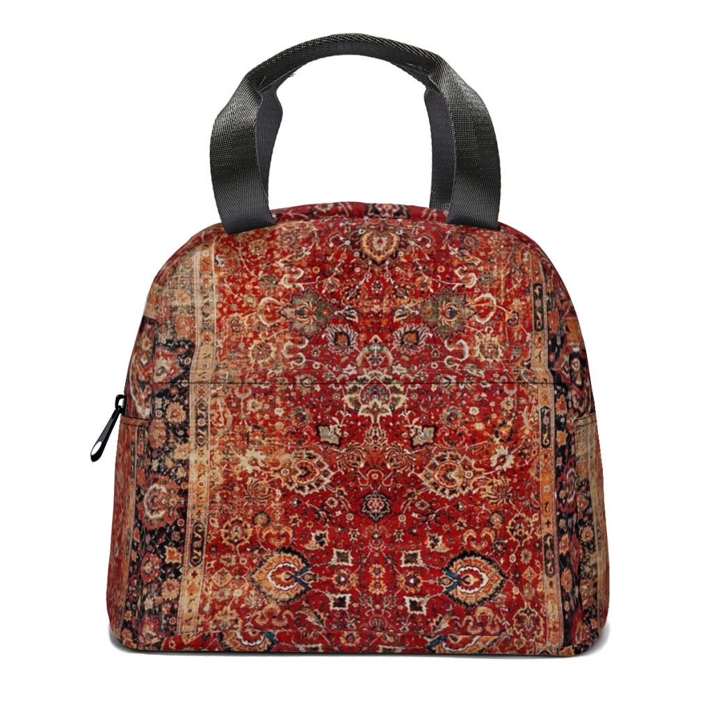 

17th Century Afghanistan Rug Print Insulated Thermal Cooler Bag Lunch bag Foods Drink Storage Leakproof Picnic Camping Bags