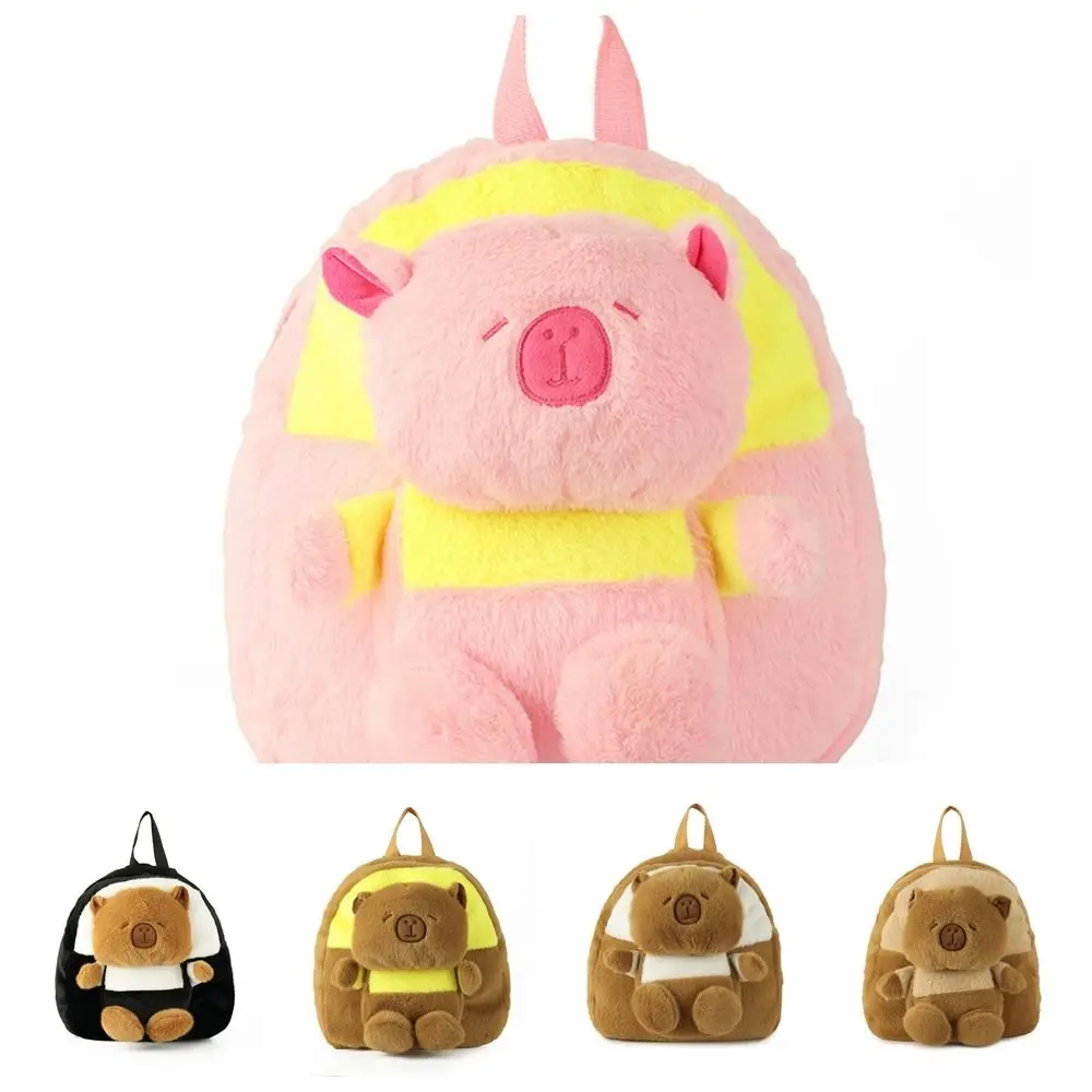 Zaino in peluche capibara giapponese Kawaii Borsa da libro per studenti casual marrone Borsa da scuola per cartoni animati di grande capacità in stile coreano per ragazze