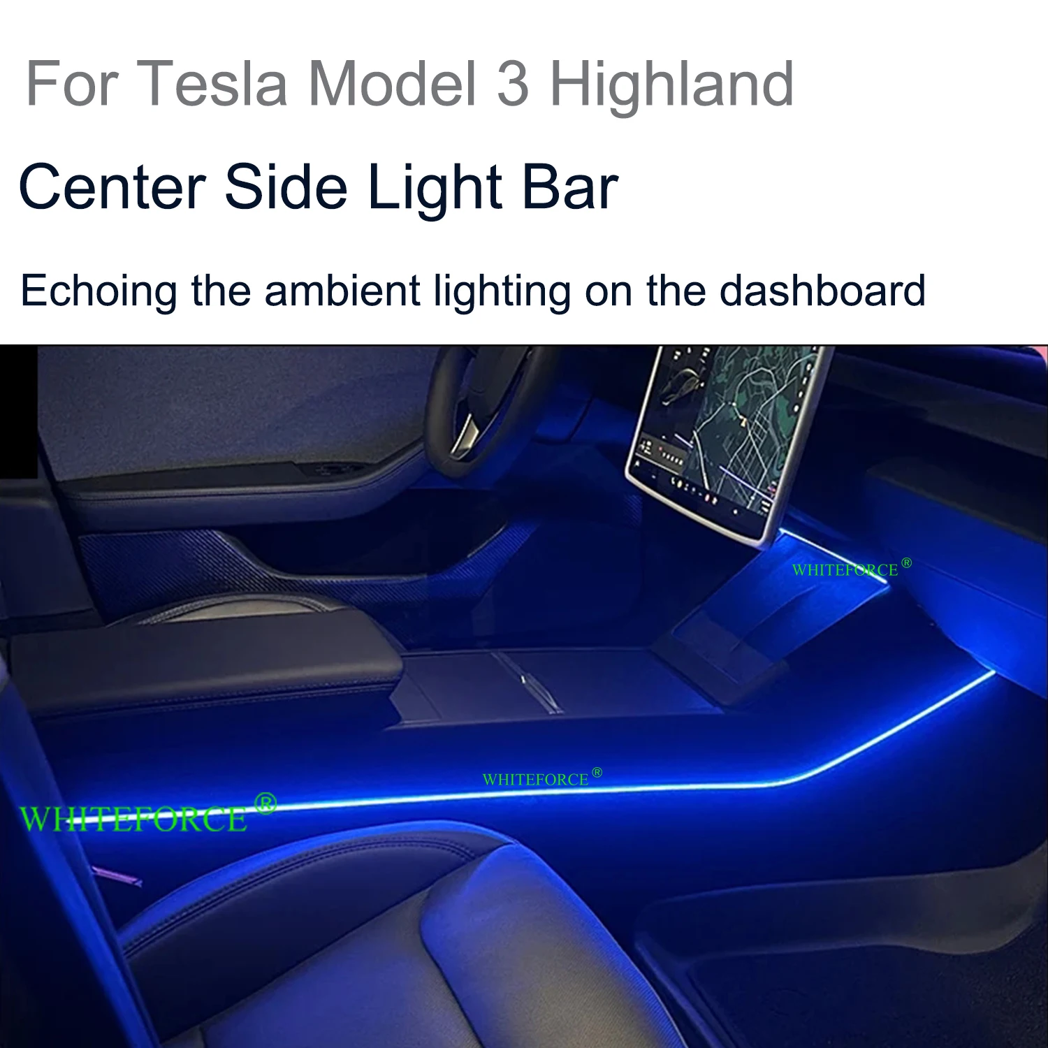 For Tesla Model 3 Highland 2023-2024 Streaming Ambient Light Dashboard Flow Light USB Ambient Strip Lamp 60S Body Sensor Module