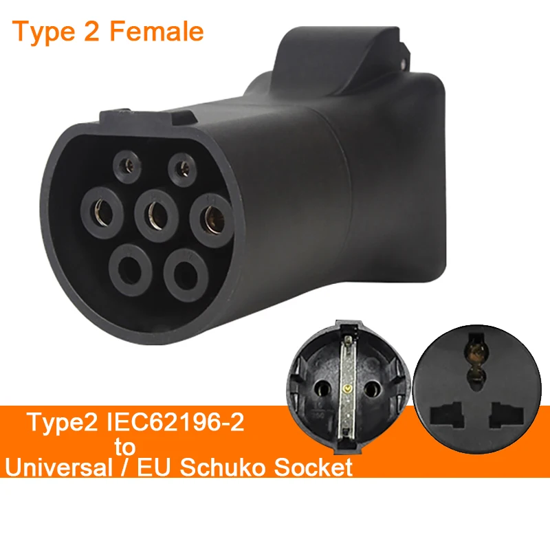 

1K Ohm V2L Discharger TYPE 2 IEC62196-2 to 220V Universal / EU Schuko Socket EV Car Discharger Adapter for MG BYD Kia Hyundai