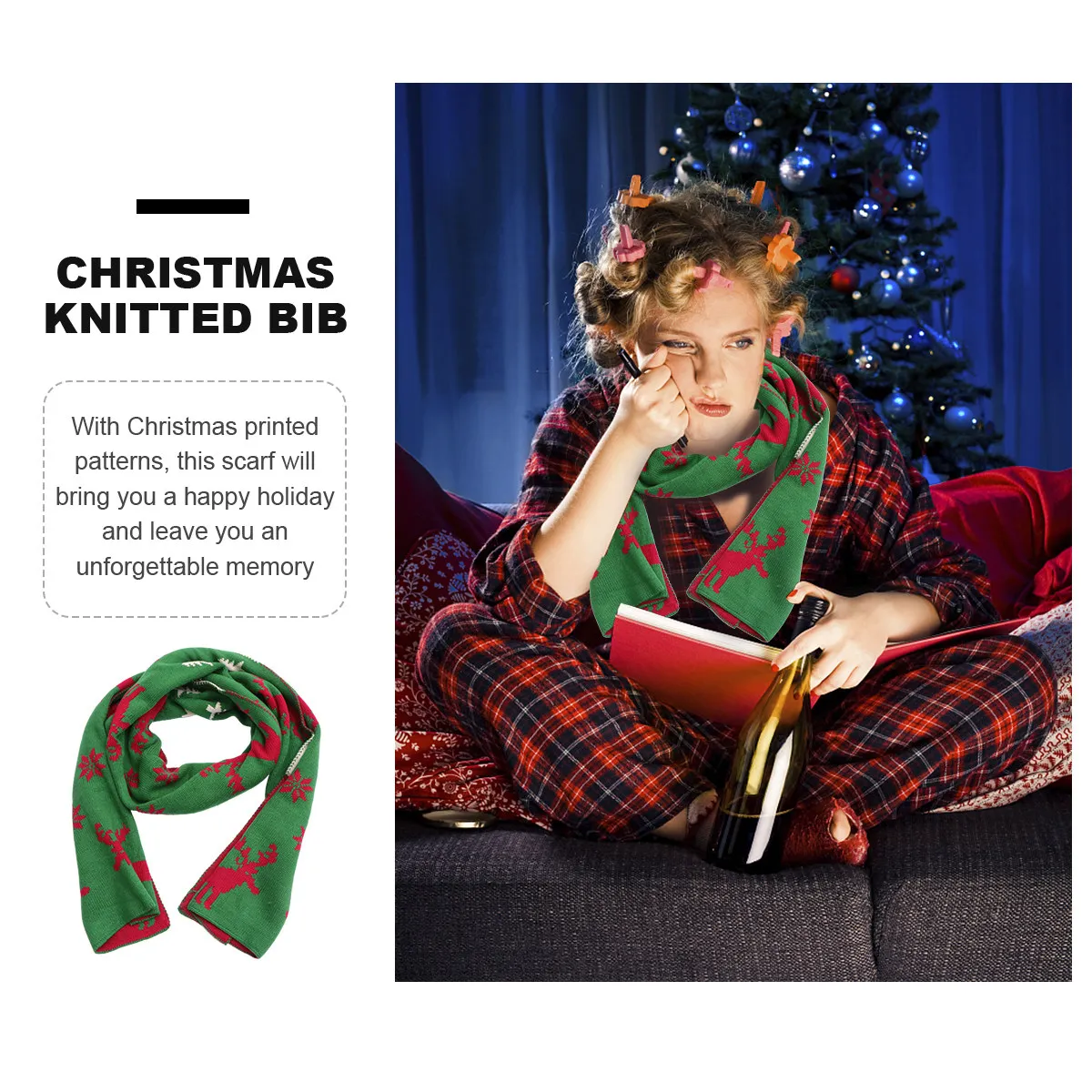 

1 шт. Милый шарф с принтом, праздничный рождественский дизайн, теплый акриловый шарф-шаль, мягкий, легкий, зимний, для женщин