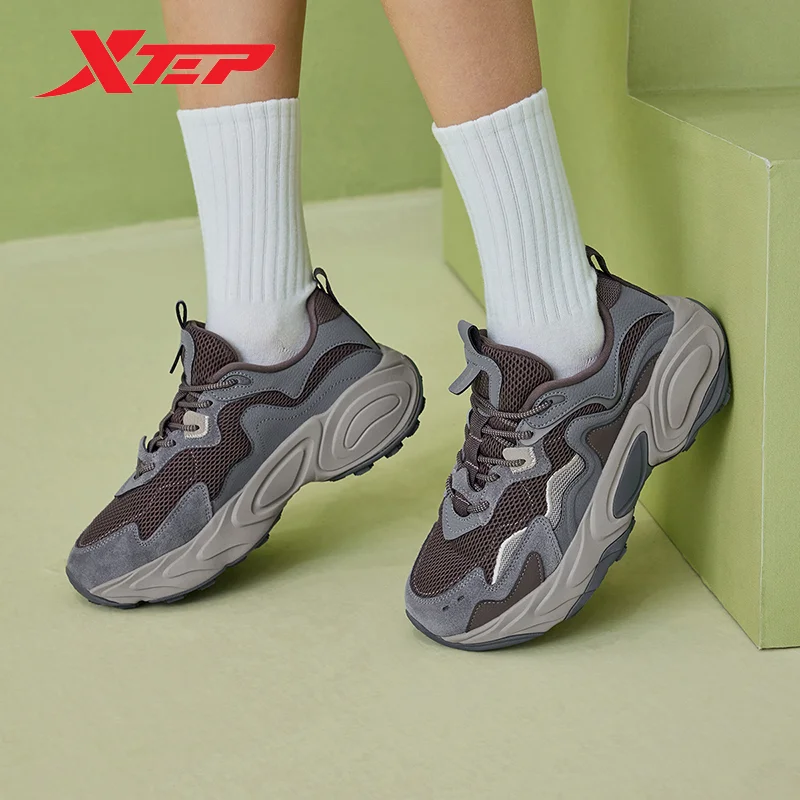 Xtep Casual Shoes For Women 2024 Summer Fashion Sports Shoes Thick Sole Everyday Wear-Resistant Soft Outdoor Shoes 876218320043