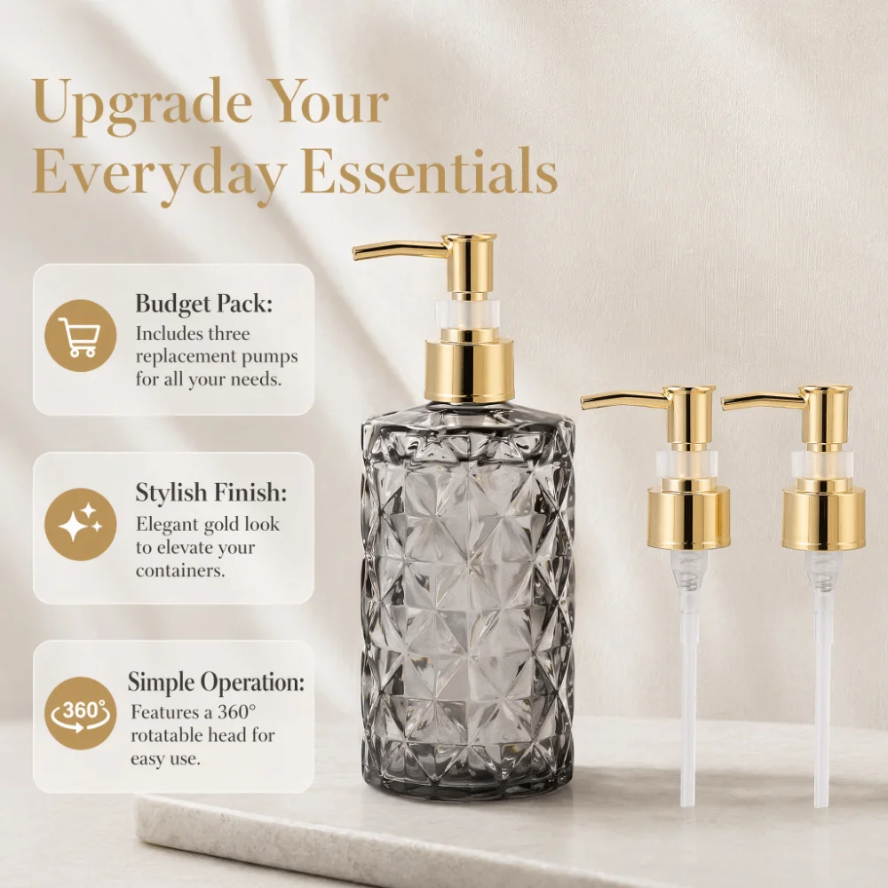 3 PCS ABS Perfume Bottle Pump 360 Degree Rotation Universal Threaded Emulsion Dispenser Pump Pressure Pump Practical