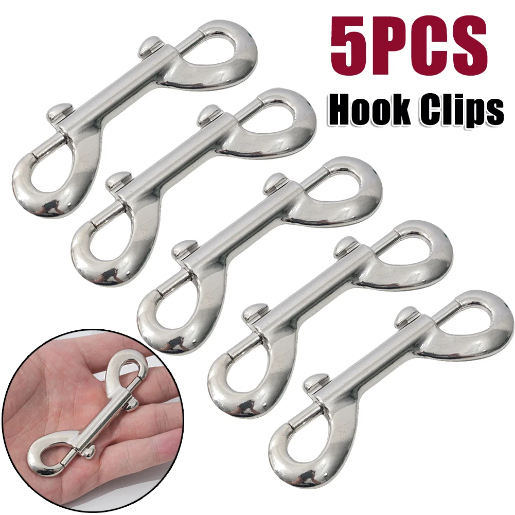 5PCS Scuba Diving Double End Bolt Snap Hook Clips 316 Stainless Steel Trigger Snaps Metal Clips B-Shape Spring Hook