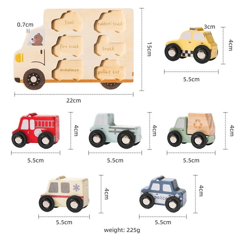 Coche niños Montessori rompecabezas de madera 3D juguete a juego aprendizaje temprano juguete educativo de coordinación mano-ojo regalo para niños