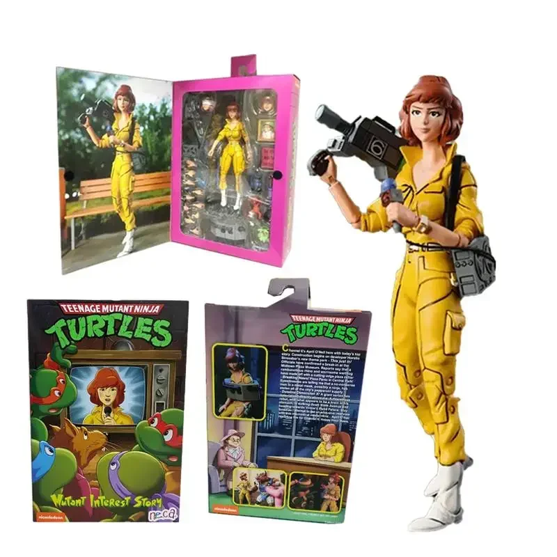 Neca 54233 Teenage Mutant Ninja Turtles 1987 Anime Figurine Female Journalists Action Figure 18cm Collection Model Doll Toy Gift