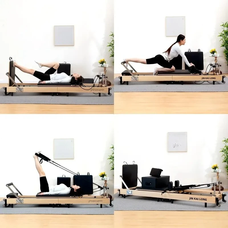 High Quality Pilates Reformer Foldable Pilates Training Bed Fitness Exercise Stretch Equipment Machine Wood Folding Yoga Home