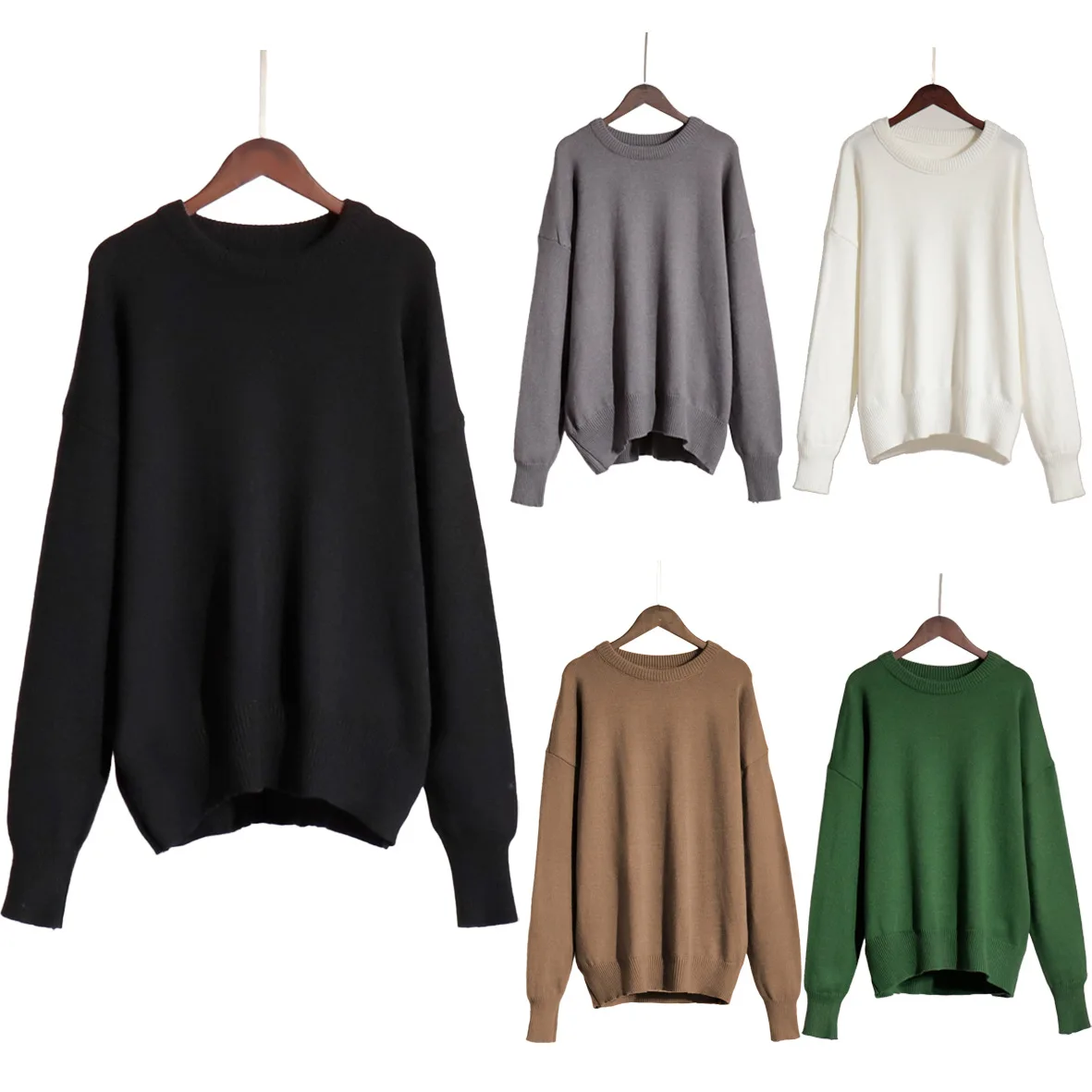 

Solid Color Crew Neck Sweater - New Autumn and Winter Fashion, Elegant and Versatile Knitted Sweater for Women