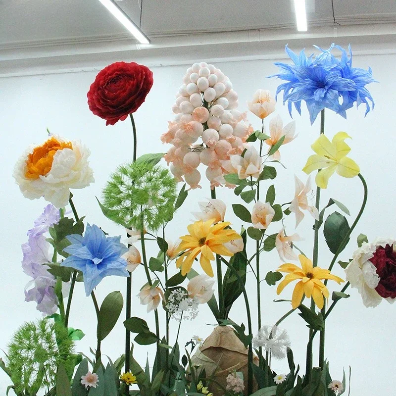 Paper art flower planting floor-to-ceiling atrium decoration simulation flower prop decoration