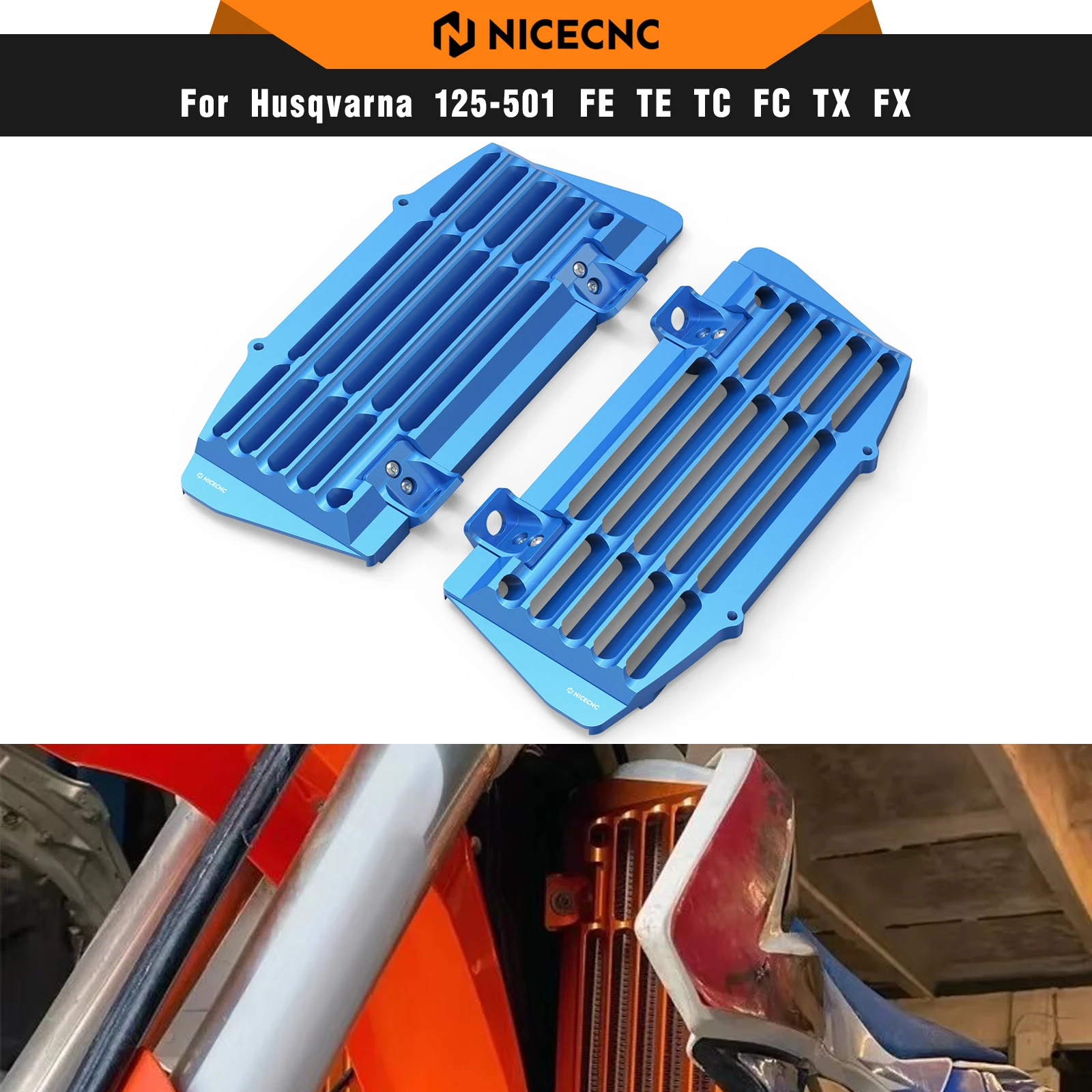 NICECNC For Husqvarna TE 300 FE 350 FE 450 FE 501 2017-2023 Radiator Grille Grill Protective Guard Cover TX 300 TC 125 FC FX 350