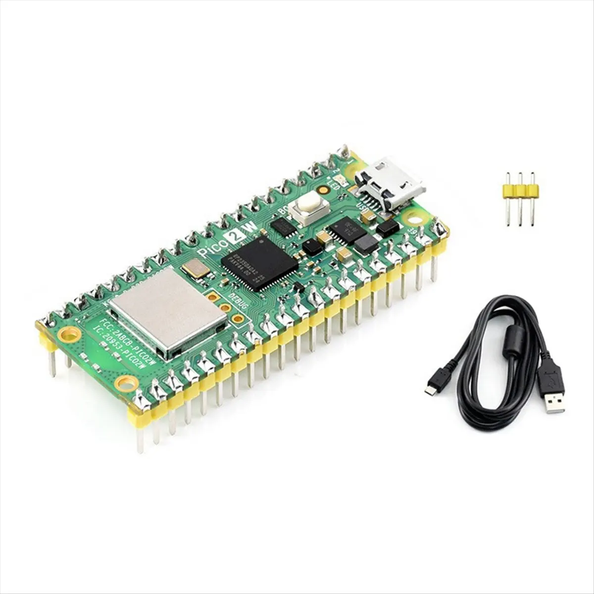 A49T For 2 W Microcontroller Development Board RP2350 Chip Support WIFI Bluetooth, Soldered Yellow Header