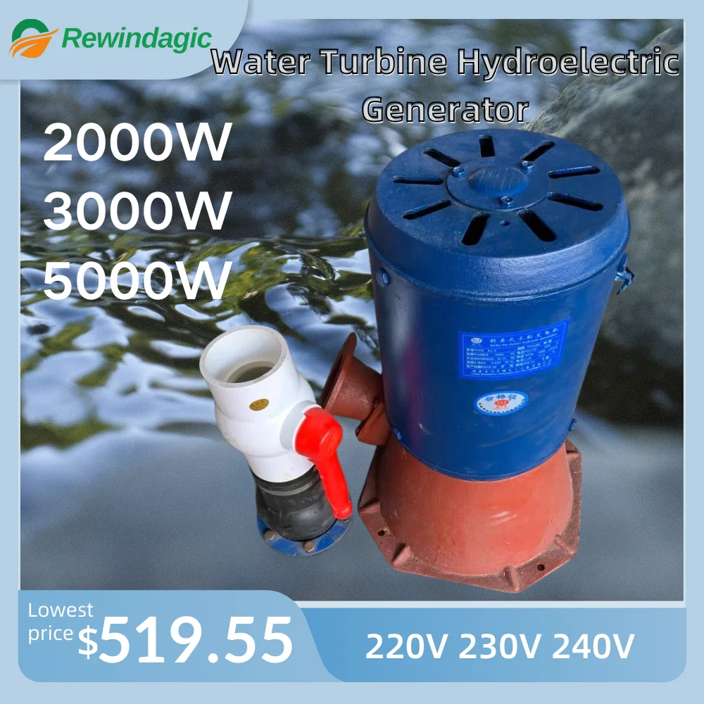 

China Factory 220V 240V 3 phase 3KW 5KW Oblique Impact Hydraulic Water Generator 2000W Hydraulic Generators Kit Water Turbine