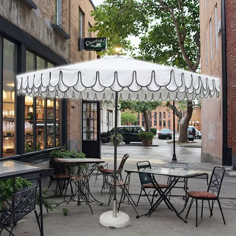 for Wholesale Deluxe Scallop Design Outdoor Garden Beach Umbrella Custom Printed  Umbrella Tassel Hotel Outdoor Furniture