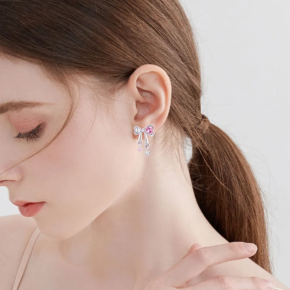 925 Sterling Silver Cat Head Love Lock Earrings Star Trail Ear Hook For Women Sparkling Luxury Earring Elegant Mother's Day Gift