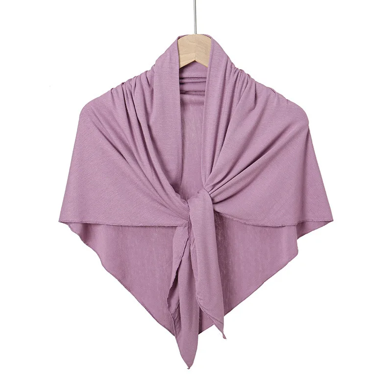 135cm Hot Sale Modal Jersey Hijab Triangle Scarf Woman Muslim Hijab Shawls Ladies Soft Wraps Solid Color Islamic Headband Turban image 2