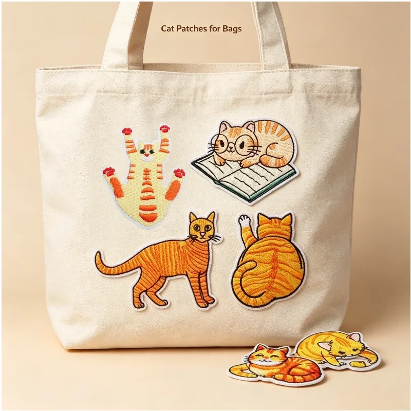 16pcs Orange Cat Embroidery Patch, Cute Kitten Iron on For Backpack Shoe Jeans Hat DIY Decorative Repair
