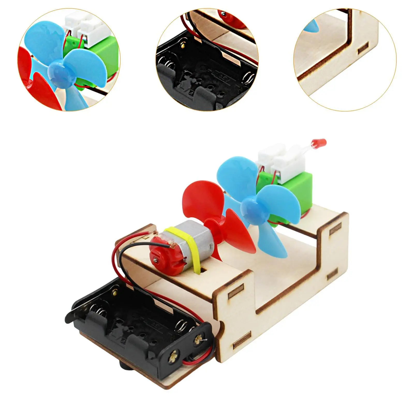 Experiment Kit Children Educational Wind Energy Conversion Wood Toy Physics Experiment Kit Student Science Practice Suitable