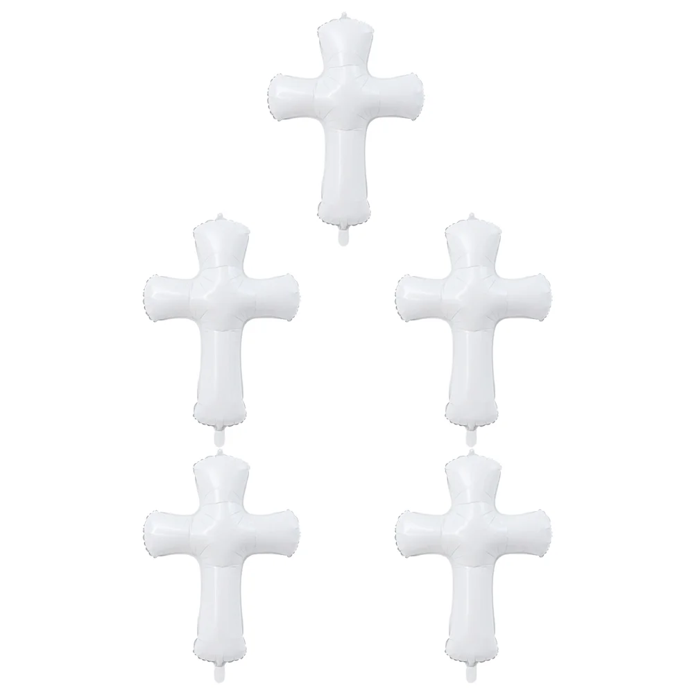 Cross Shape Balloon Silver Jumbo Baptism Balloons Large Christmas Memorial Communion Christening Religious Party Wedding 5Pcs