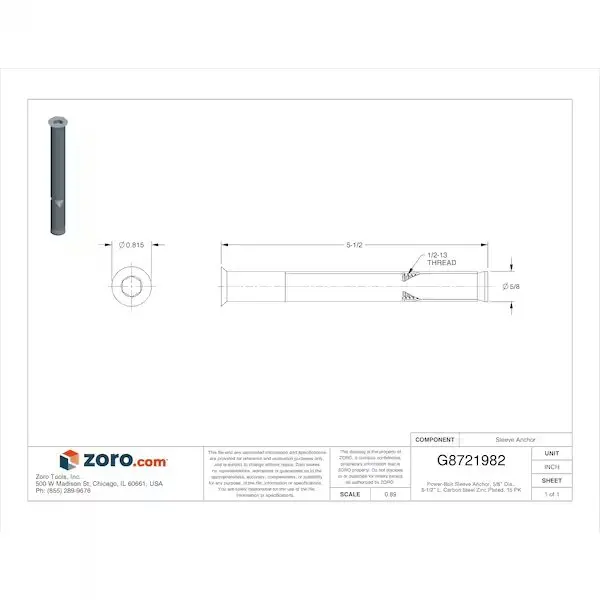 Power-Bolt Sleeve Anchor, 5/8