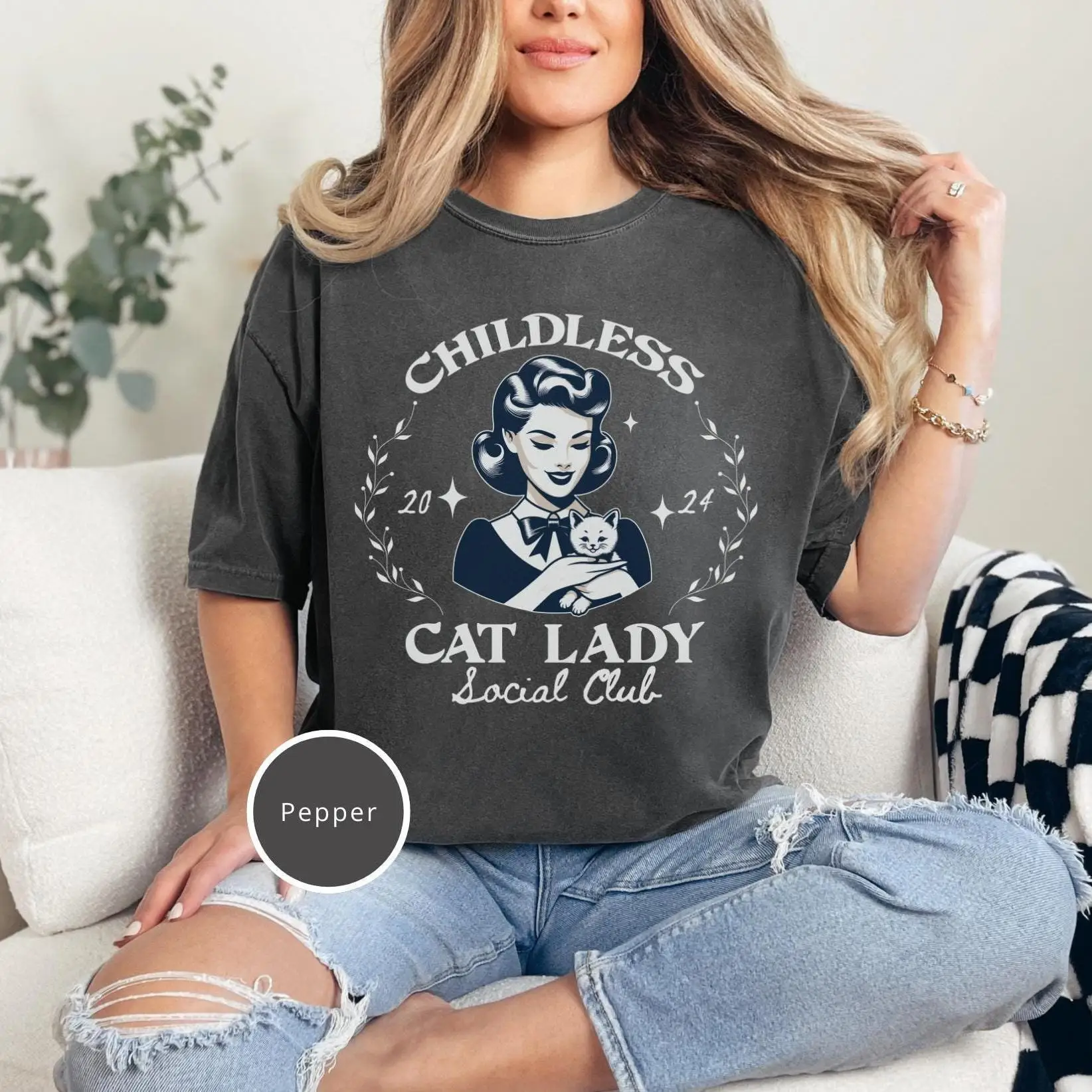 Comfort Colors 2024 Election T Shirt for Her Childless Cat Lady Vote Kamala Lover Feminist Social Club