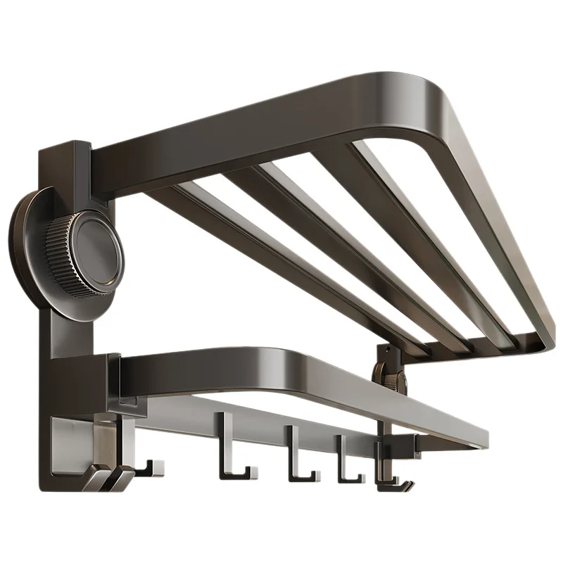 Bathroom Suction Cup Towel Rack Toilet Shelf Non-punching Space Aluminum Bath Towel Rack Toilet Integrated Rod Shelf