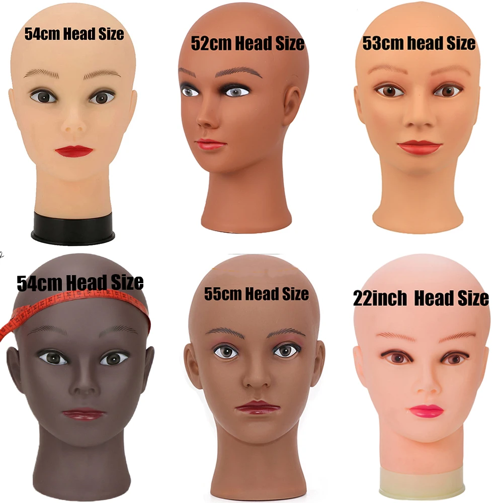 New Big Size African Bald Mannequin Head Hairdresser Training Head Model With Stand Tripod Female Wigs Glasses Display Stand Hol