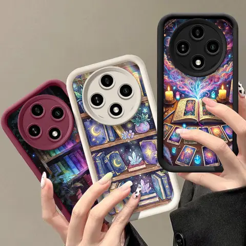 Creative Purple Crystal Bookshelf Pattern Phone Case for OPPO Realme 15 14 13 12 11 Pro Plus 9 8i 7i C75 C74 C53 C30 Soft Cover