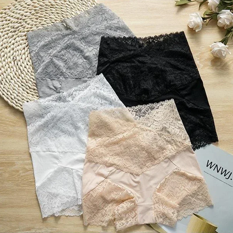 High Waist Tummy Tuck Lace Safety Pants Women with Crotch Leggings Shorts Underwear 2 in 1 Thin Summer Insurance Pants