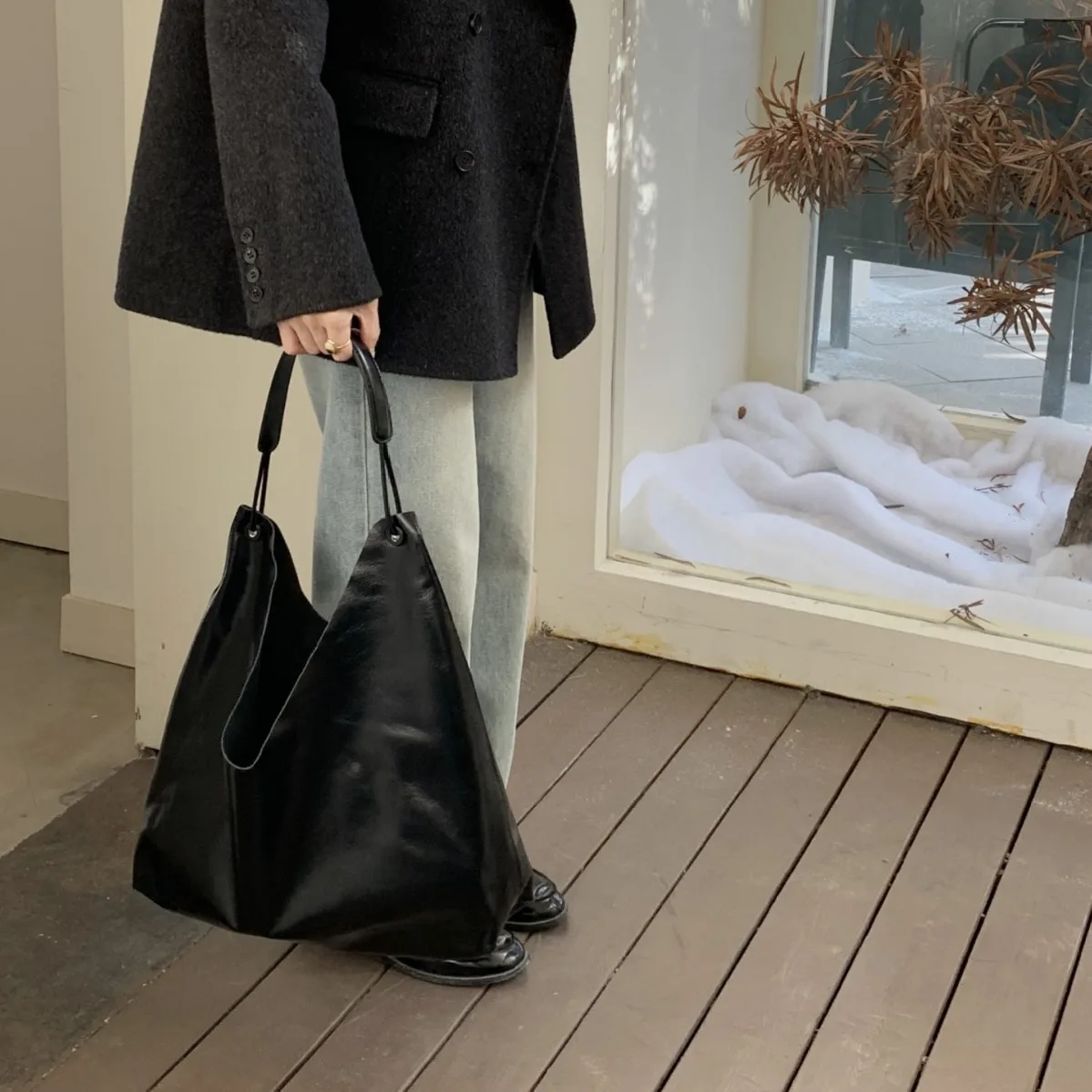 Leather Shoulder Bag Tote Bag Casual Large Capacity Commuter Bag Cowhide Leather Bag Soft Women's