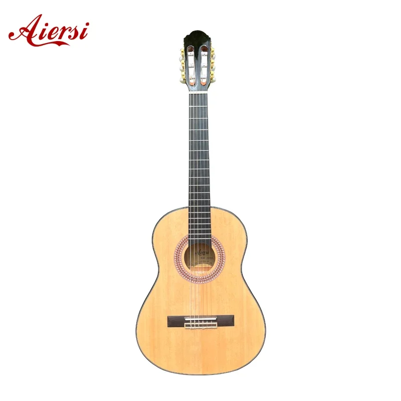 Aiersi brand Gloss Finish Handmade 3/4 Small Size 36 inch Solid Top Classic Guitar for students and Children