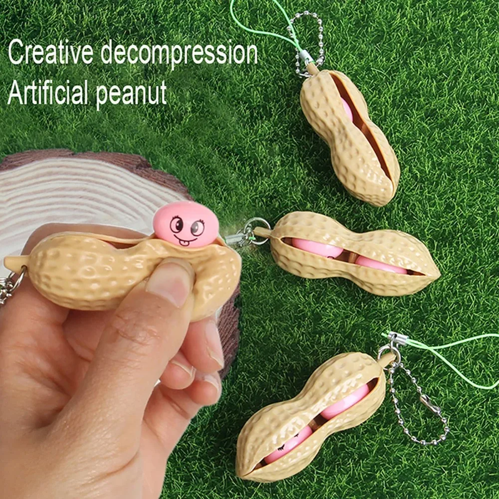 New Funny Extrusion Soybean Key Chain For Men Pea Bean Keychain Women Bag Phone Charms Trinket Stress Relieve Toys Gift