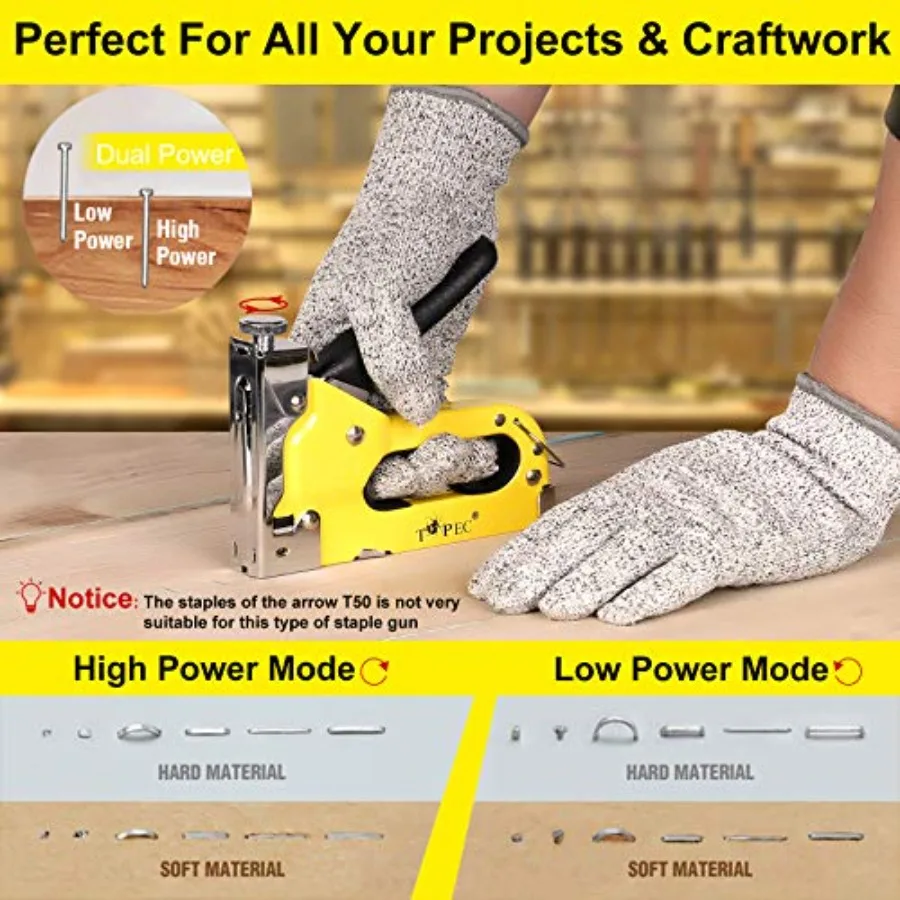 布張り用ステープルガン 3 in 1 ヘビーデューティー ステープルガン 家庭用 900個のステープル付き 手動ブラッドライラー 固定材用パワー C