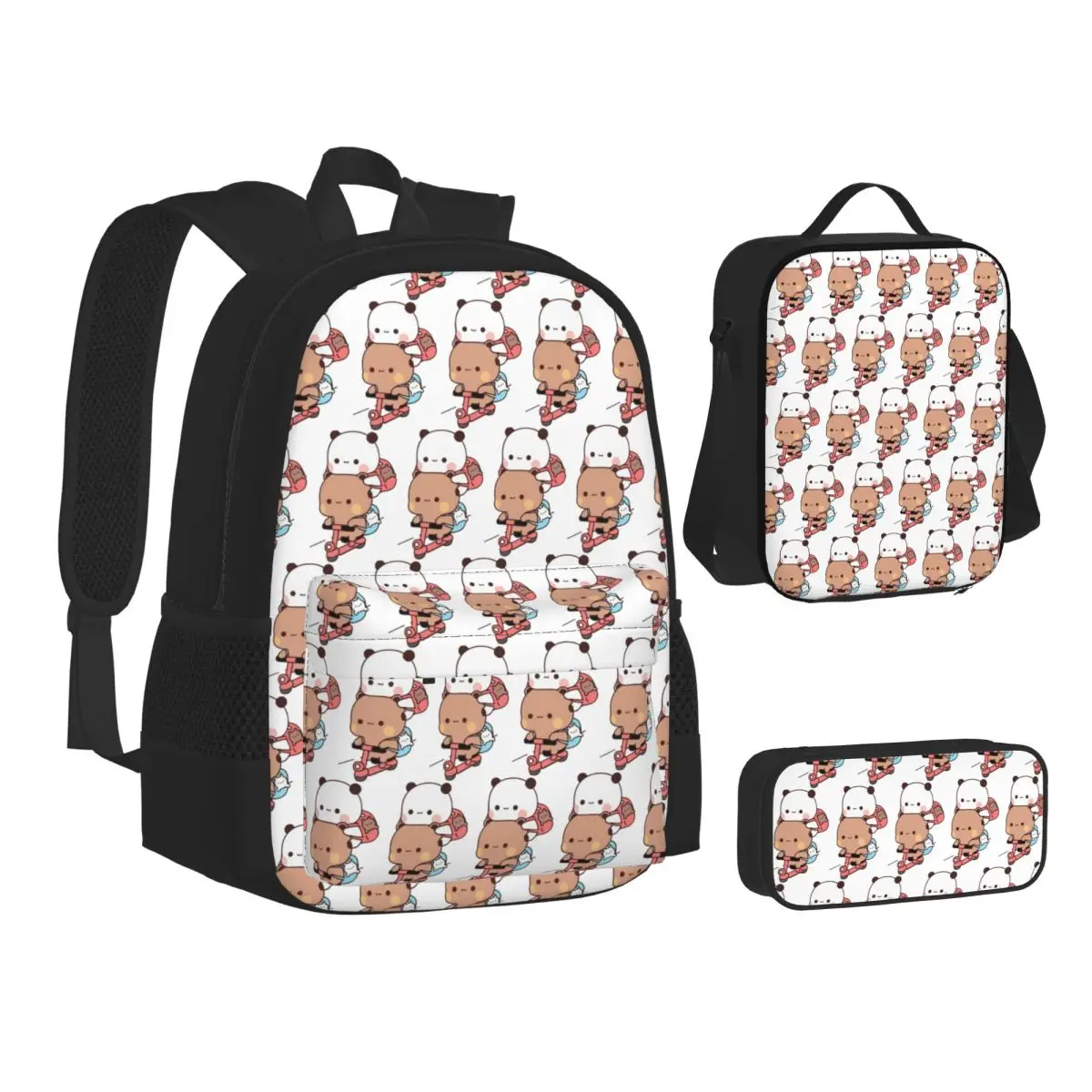 

Peach And GomaBubuDudu Balloon Backpacks Boys Girls Bookbag Students School Bags Kids Rucksack Lunch Bag Pen Bag Three-Piece Set
