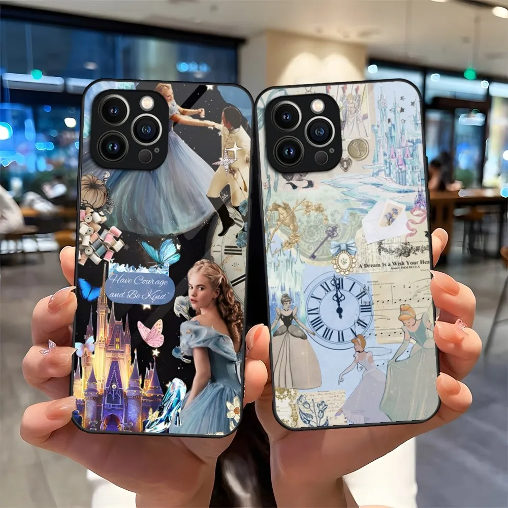 Princess Cinderella Phone Case For iPhone 13 15 14 12 11 Pro XS Max Plus Mini X XR 8 7 6s SE2020 Tempered Glass Coque