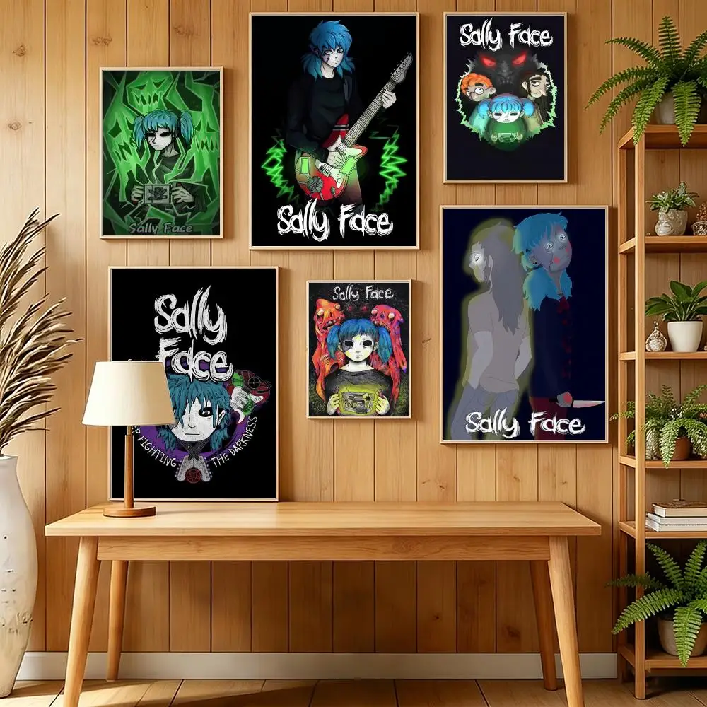 Game S-Sally Face Poster HD Self Adhesive Wall Mural Stickers Decals for Bedroom Living Room Home Decor Gift