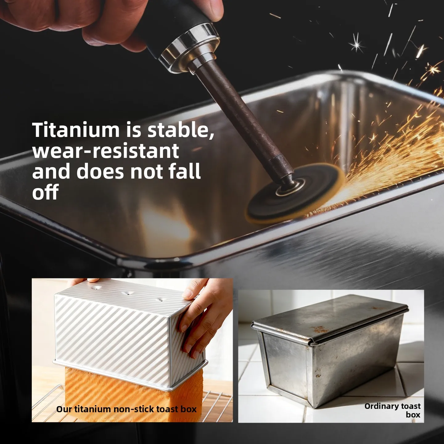 LMM Rectangle Toast Box Baking Mould Non-stick Bread Pan with Lid Household Baking Tools