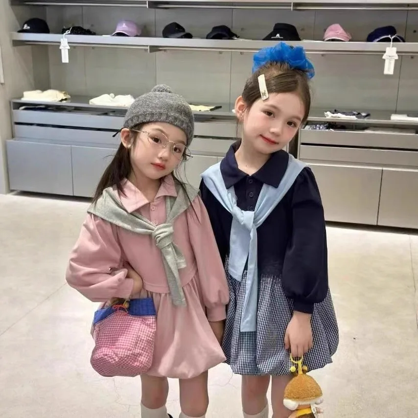 2026 Girls' Dress Suit Shawl JK Sweet Dress 2025 Spring Autumn New Style Hoodie Sisters Dress