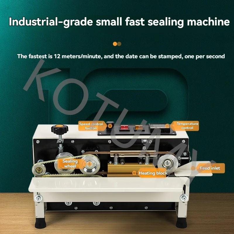 FR-400 Horizontal Auto Continuous Bag Sealing Machine Plastic Bag Band Sealing Machine Sealer Electric Bag Sealer Date Printing