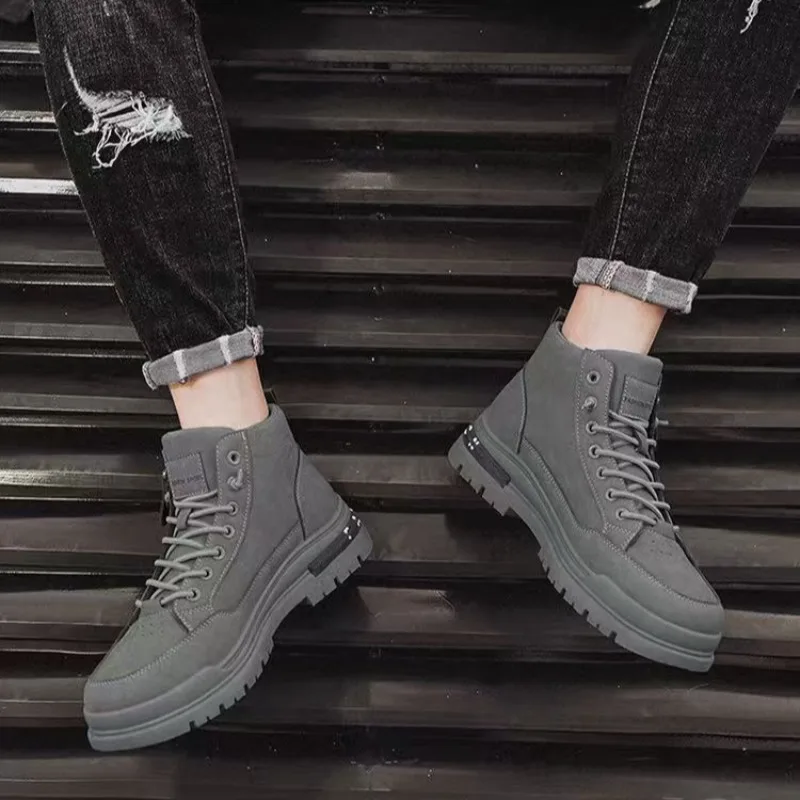 Men Retro High Top Work Boots Autumn Wear-resistant Hiking Climbing Shoes Outdoor No Slip Damping Men Ankle Boots Sneakers Botas - view 6