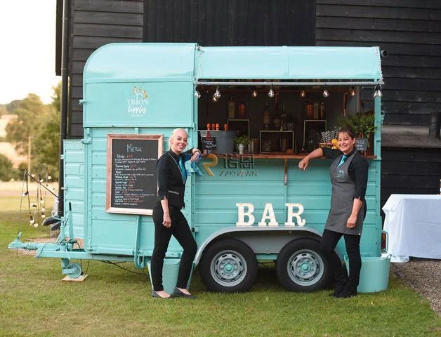 New Design Dessert Candy Cart Mobile Bar Vintage Fast Food Truck Horse Box Food Trailer With Kitchen For Sales