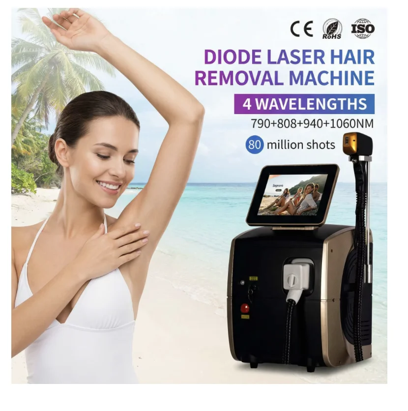 

4000W Alexandrite Ice Platinum Laser Professional Diode Laser Machine 3-wavelength Permanent Painless Hair Removal Tender Skin