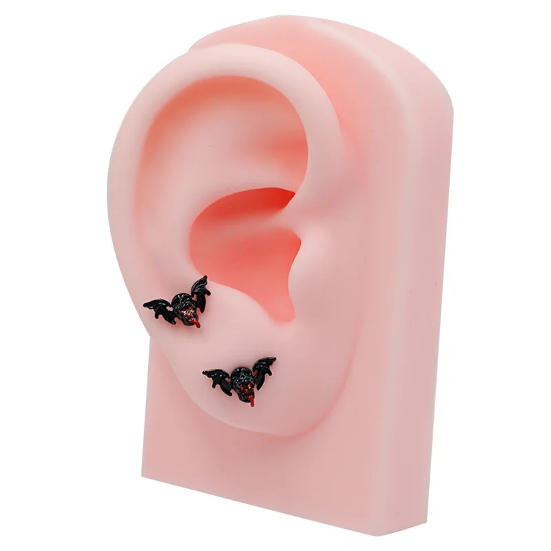 Halloween Devil Lip Studs Ghost Head Breast Rod Nipple Rings Piercing Nose Tragus Navel Rings Industrial Piercing Earrings