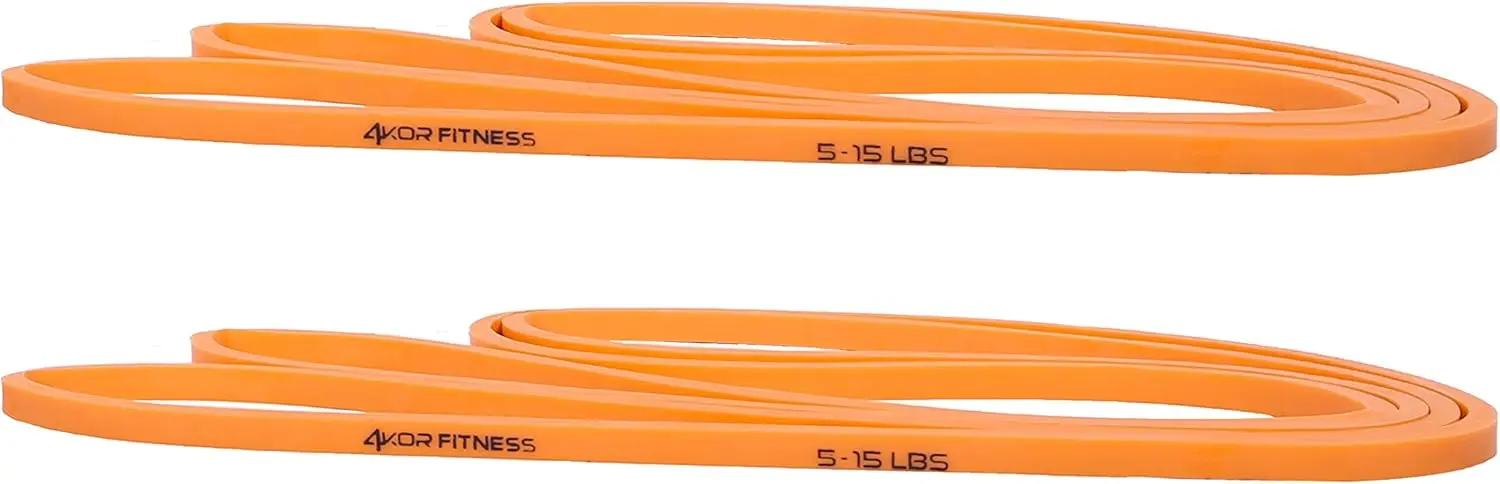 4KOR Fitness 41” Resistance Loop Band - Pair of 2 Orange Resistance Bands (5 to 15 Pounds - 0.25 inches Wide) for Mobility, Yoga
