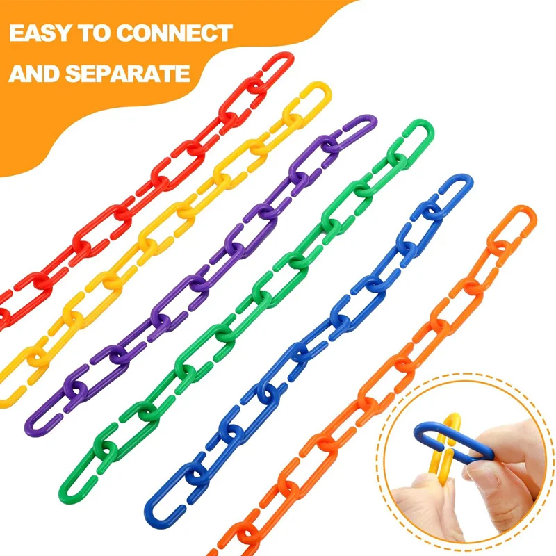 100-200PCS Rainbow C-shaped Plastic Buckles, Bird Swing and Climbing Chain Cage Toy Hooks, DIY Children's Classroom Learning Toy