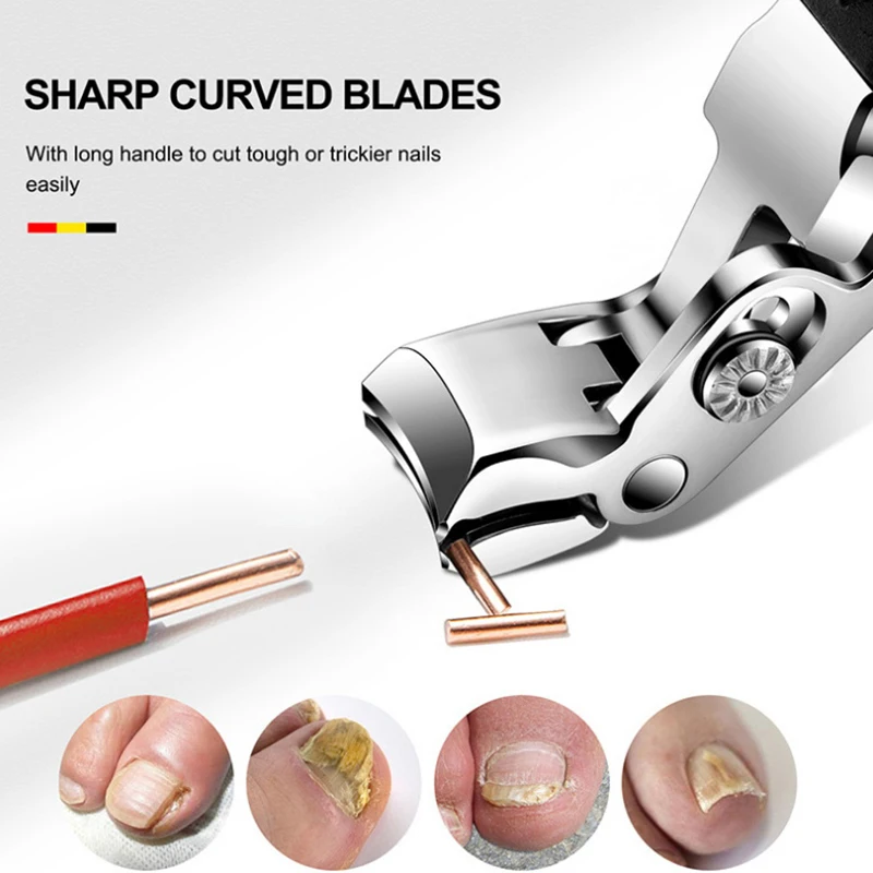 노인을 위한 각진 머리 손톱깎이 두꺼운 손톱을 위한 인체공학적 발톱깎이 네일 커터 트리머 전문 매니큐어 도구