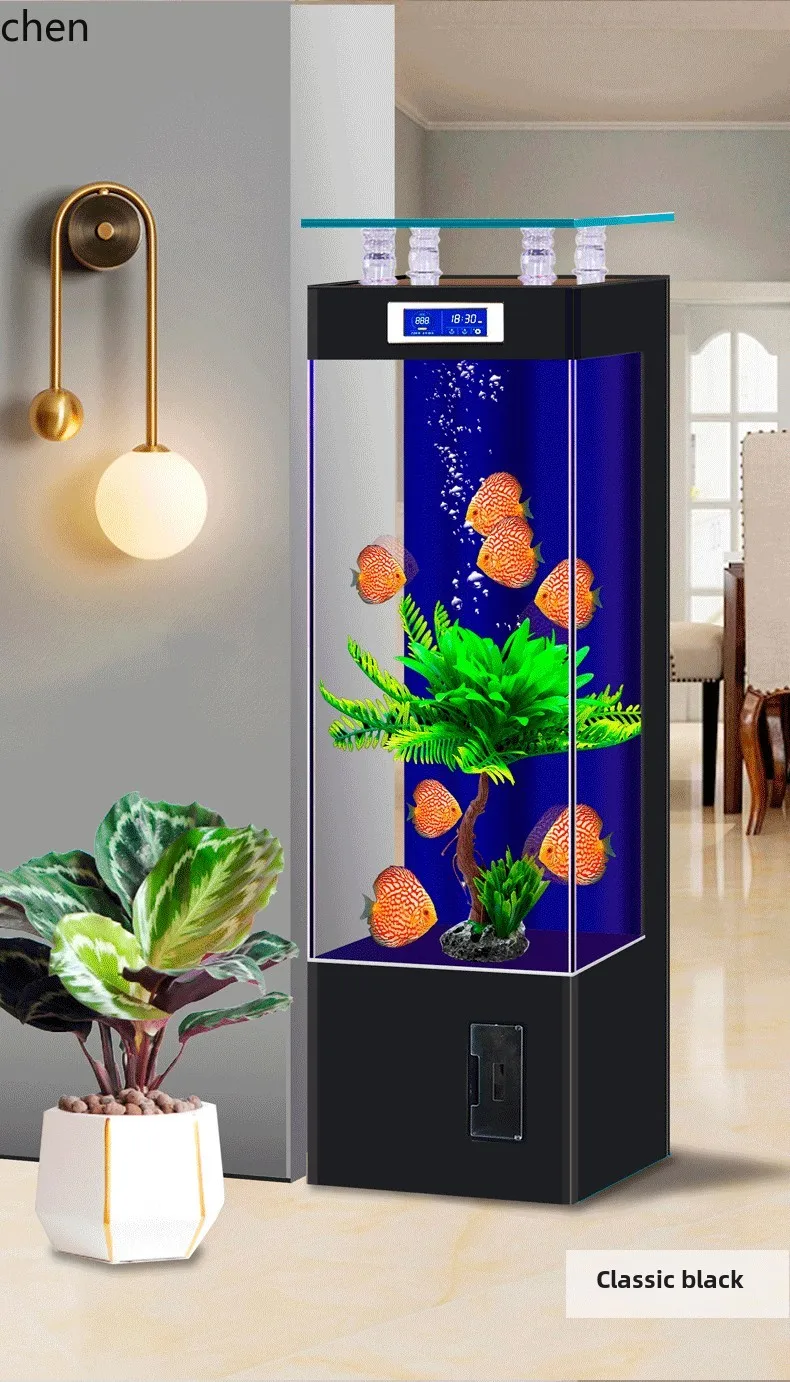

YG glass fish tank living room small household vertical floor ecological goldfish tank smart aquarium