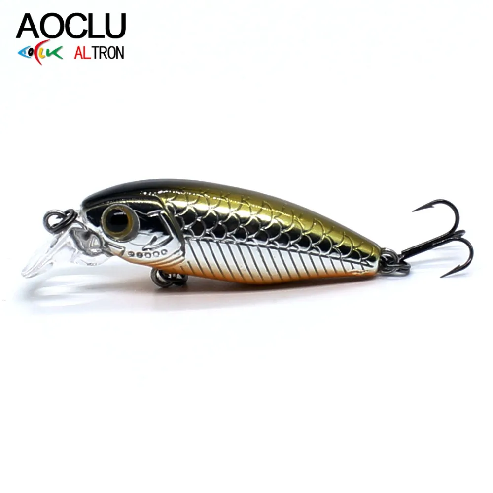 AOCLU Mini Wobbler Jerkbait 37mm 2.3g Diving 0.5m HardBait Small Minnow Fishing Lure Bass Fresh Salt Water Beach VMC Hook Tackle