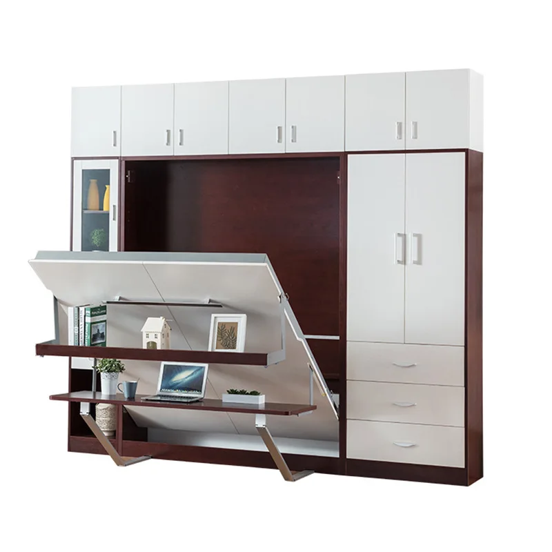 Invisible bed with desk Invisible bed with bookshelf Wall bed Murphy  Folding space saving furniture
