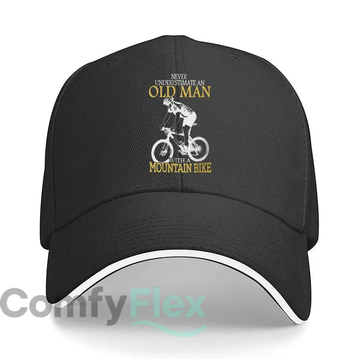 Never Underestimate an Old Man with a Mountain Bike Unisex Adjustable Fit Sandwich Baseball Cap